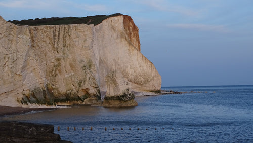 White chalk cliffs above the sea on the Sussex coast – original coastal photograph by Sharon Maskery
